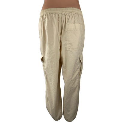 Uniqlo Women's Cream High Waisted Baggy Relaxed Utility Cargo Trousers Pants M