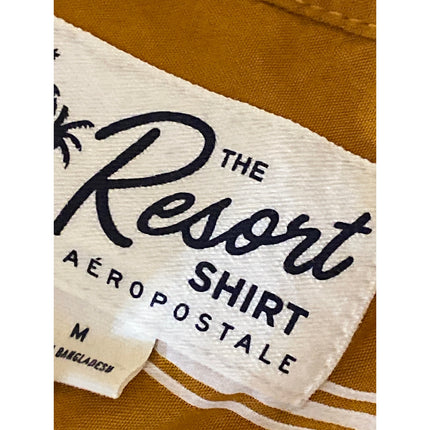 Aeropostale Men's Yellow Stripe Collared Short Sleeve Button Down Shirt Top Sz M