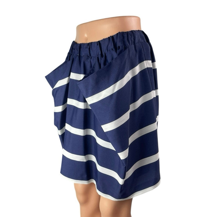 BCBGeneration Navy Blue White Striped Pocket Nautical Pencil Mini Skirt Size XS