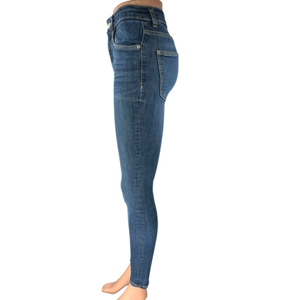 Zara Women's Blue High Waisted Medium Wash Stretch Skinny Denim Jeans Size 2