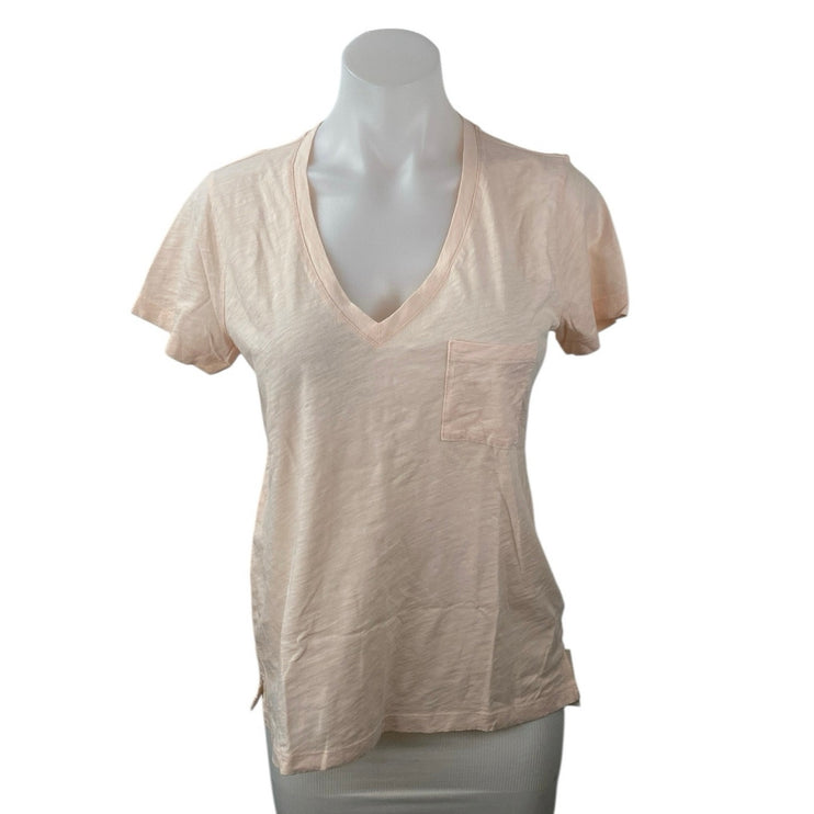 NEW Madewell Women's Orange V-neck Short Sleeve Casual Tee T-shirt Top Size M