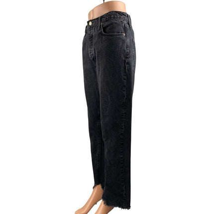 Free People We The Free High Rise Raw Hem Frayed Straight Leg Denim Jeans Sz 28