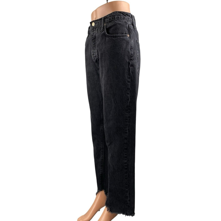 Free People We The Free High Rise Raw Hem Frayed Straight Leg Denim Jeans Sz 28