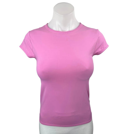 Zara Women Pink Short Sleeve Crew Neck Slim Stretch Basic T Shirt Tee Top Size M