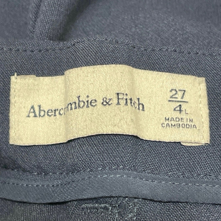 Abercrombie & Fitch Women's Navy Blue Pleated Wide Leg Trouser Dress Pants 27/4L