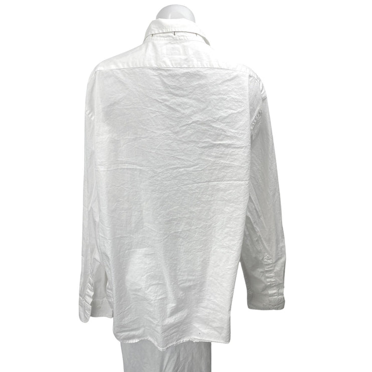 Banana Republic Untucked White Long Sleeve Button Down Slim Fit Shirt Top Sz XL