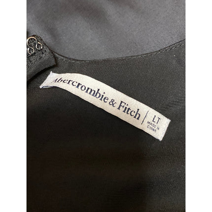Abercrombie & Fitch Black Silk Satin Plunge Sleeveless Fit & Flare Mini Dress L