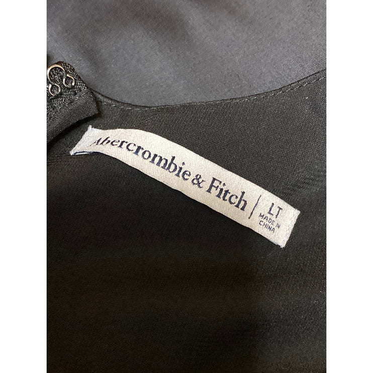 Abercrombie & Fitch Black Silk Satin Plunge Sleeveless Fit & Flare Mini Dress L