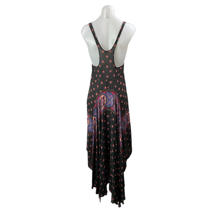 Free People Faithfully Yours Multicolor Paisley Sleeveless Midi Hi Low Dress S