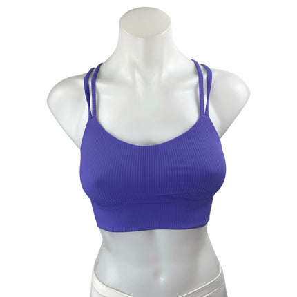 Lululemon Purple Sleeveless Strappy Rib Knit Yoga Athletic Sports Bra Crop Top 2