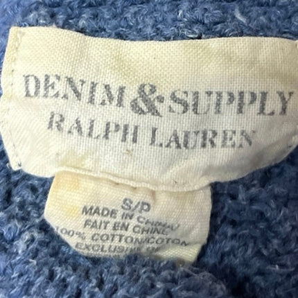 Ralph Lauren Denim & Supply Blue Cable Knit Long Sleeve Crop Sweater Top Size S