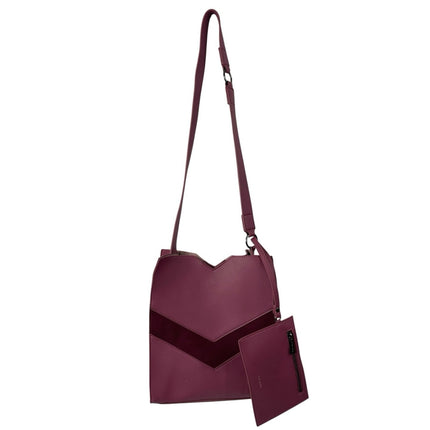 Pixie Mood Emily Pink Burgundy Chevron With Pouch Vegan Leather Crossbody Bag OS
