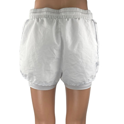 RBX Women's White Elastic Waist Drawstring Activewear Running Sweat Shorts M