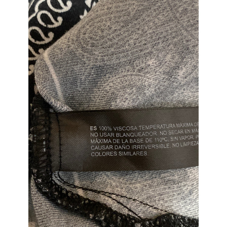 Denim & Flower Black Paisley Bandana Print Short Sleeve Button Up Shirt Top Sz L