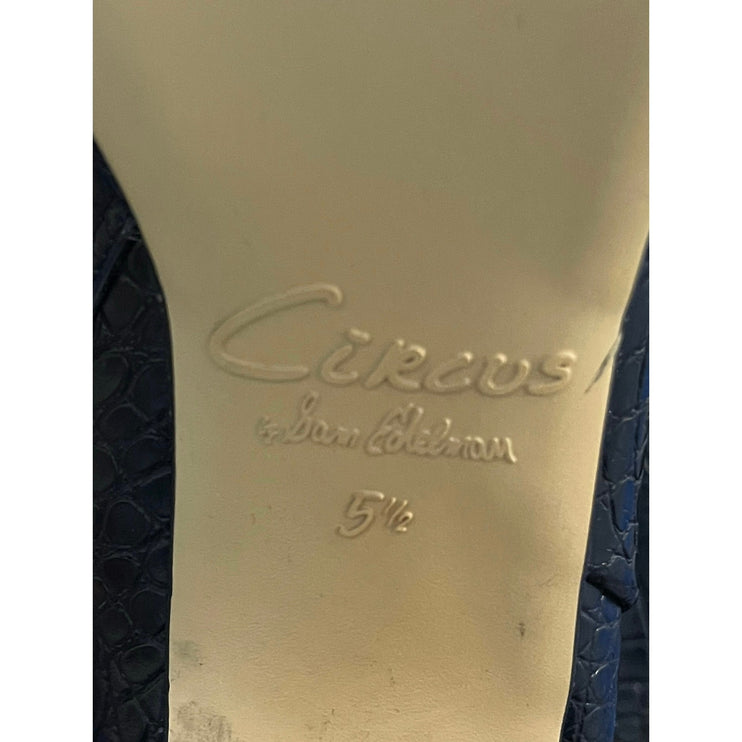 Circus by Sam Edelman Black Croc Leather Zip Up Heeled Knee High Boots Size 5.5