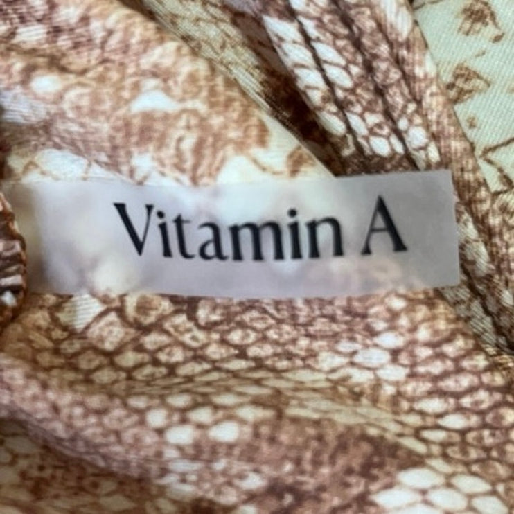 Vitamin A Tan Snakeskin Halter Tie Adjustable Triangle Two Piece Bikini Set Sz S