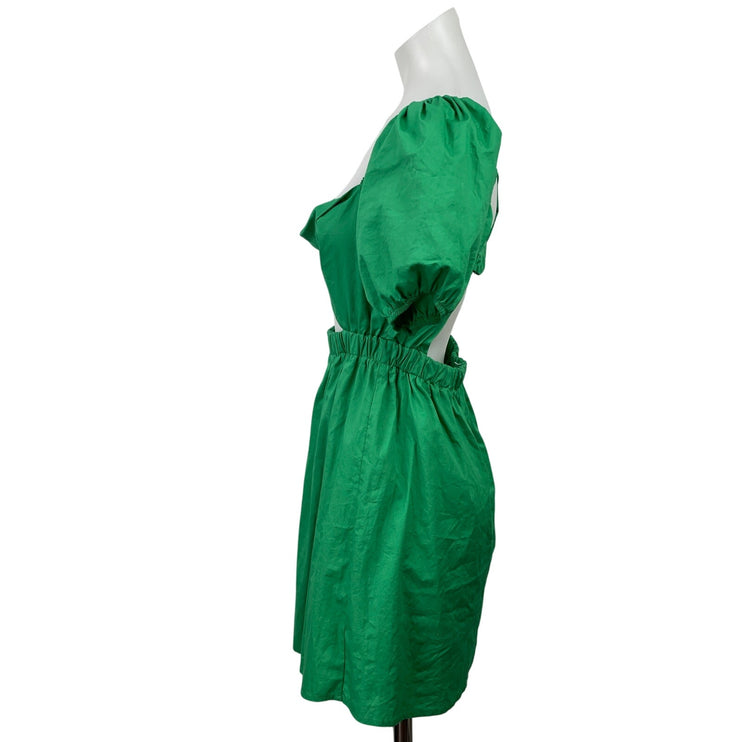 Le Lis Green Short Puff Sleeve Cutout Open Back Fit & Flare Mini Dress Size S