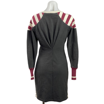 Isabel Marant Black Red White Striped Shoulder Long Sleeve Mini Sweater Dress 2