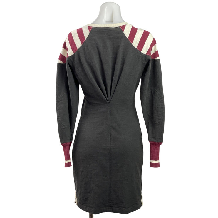 Isabel Marant Black Red White Striped Shoulder Long Sleeve Mini Sweater Dress 2