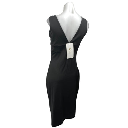 NEW LeBrin Atlier Black Sleeveless Slit Cami Midi Tank Bodycon Sheath Dress Sz 4