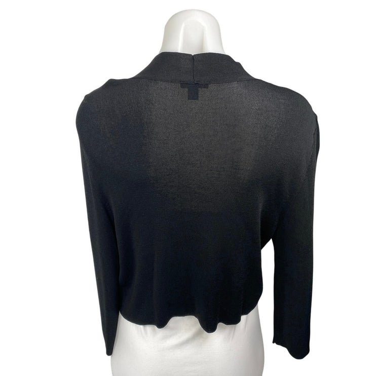 Ann Taylor Women's Black Long Sleeve Cropped Open Cardigan Sweater Top Size L