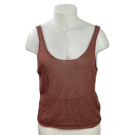 Zara Marsala Women's Brown Sleeveless Knit Scoop Neck Swaeter Tank Top Size XL