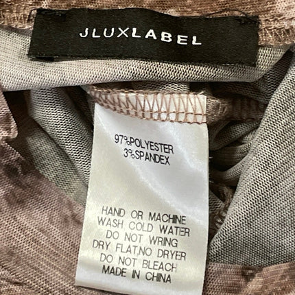 Jluxlabel Women's Beige Printed Long Sleeve Mock Neck T Shirt Maxi Dress Size M