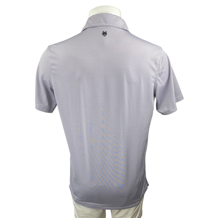 Greyson Purple Stripe Logo Short Sleeve Athletic Activewear Polo Shirt Top Sz M