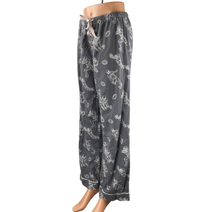 P.J. Salvage Game Day Gray Football Graphic Flannel Sleepwear Pajama Pants Sz S