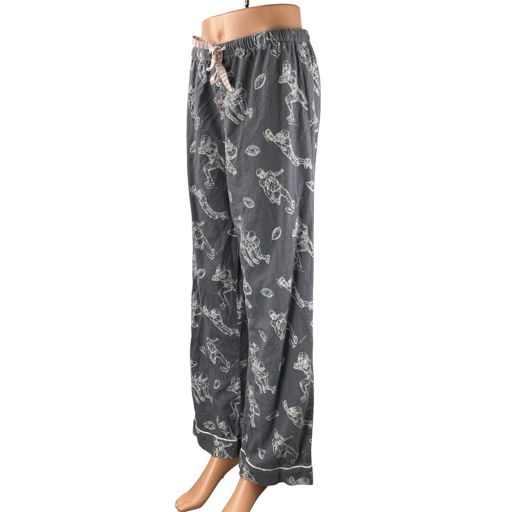 P.J. Salvage Game Day Gray Football Graphic Flannel Sleepwear Pajama Pants Sz S