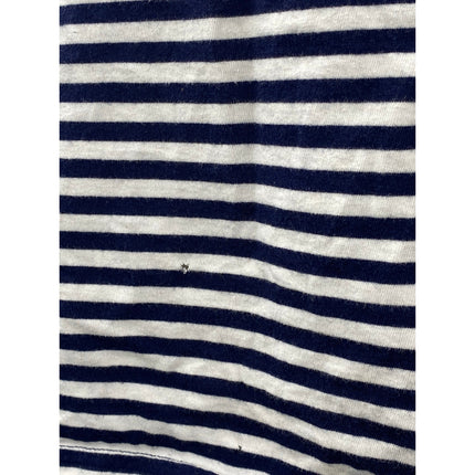 Polo Ralph Lauren White Navy Striped V Neck Short Sleeve Basic Tee T-Shirt Top S
