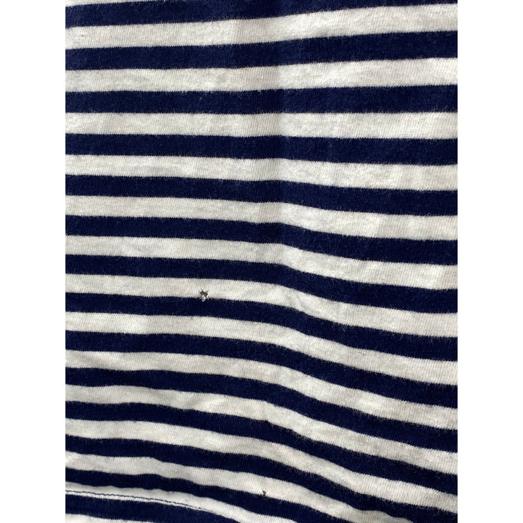 Polo Ralph Lauren White Navy Striped V Neck Short Sleeve Basic Tee T-Shirt Top S