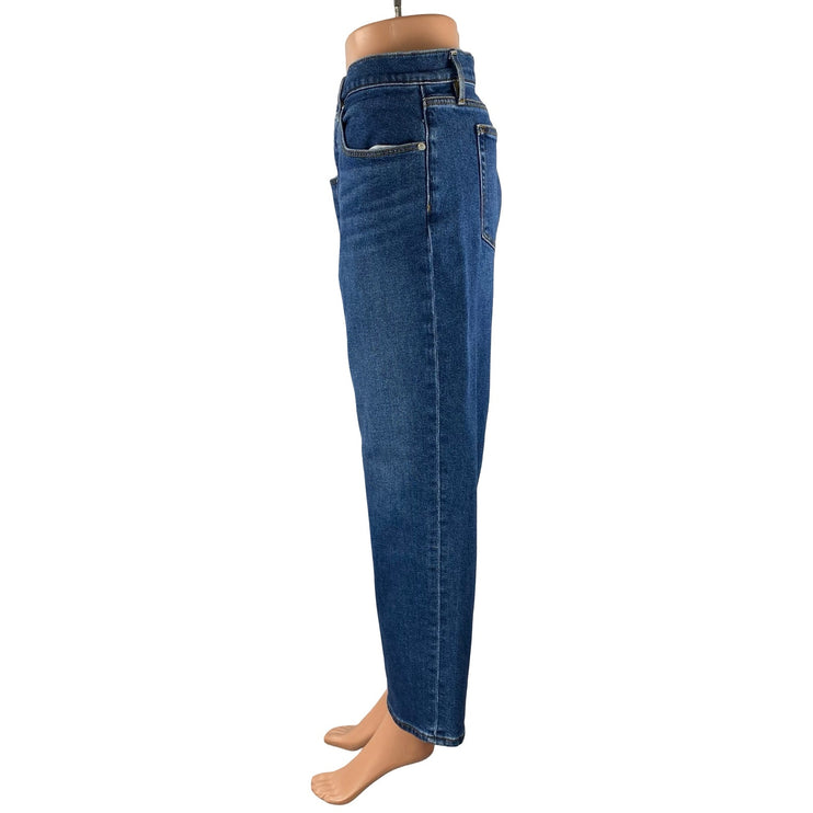 Loft Women's Blue High Rise Slim Baggy Straight Wide Leg Denim Jeans Pants Sz 34