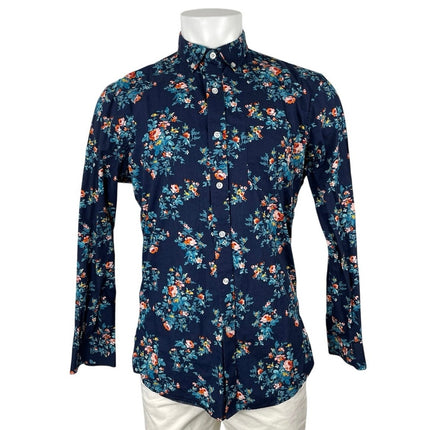 Club Room Men's Blue Floral Slim Pocket Long Sleeve Button Down Shirt Top Size M