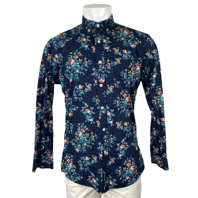 Club Room Men's Blue Floral Slim Pocket Long Sleeve Button Down Shirt – Brie