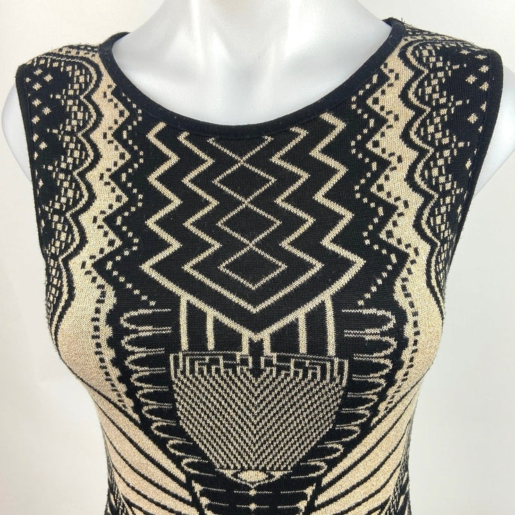 Windsor Multicolor Metallic Geometric Sleeveless Stretch Knit Bodycon Dress M