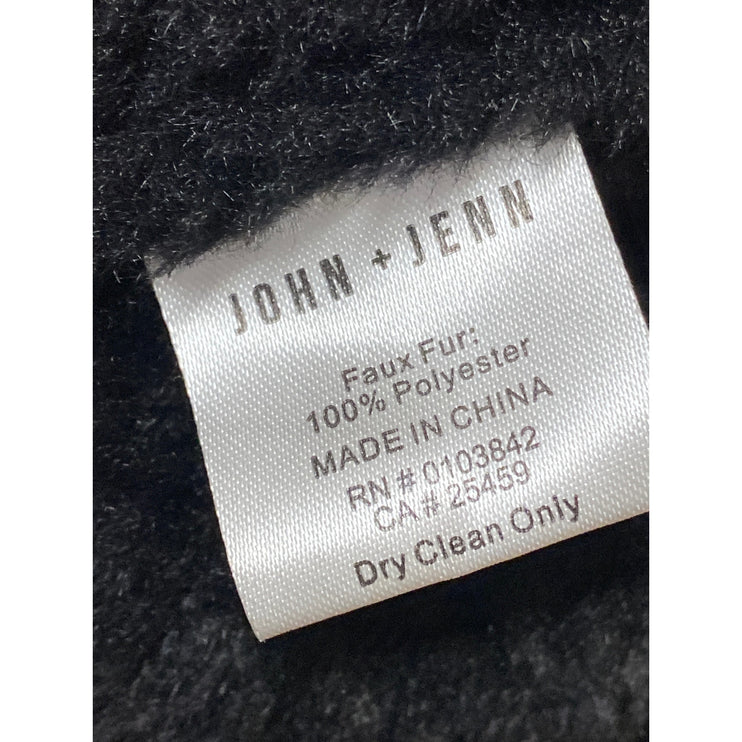 John + Jenn Womens Black Sleeveless Faux Fur Fleece Cardigan Sweater Vest Size M