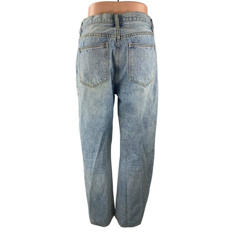 Princess Polly Women's Blue Light Wash Baggy Straight High Rise Denim Jeans sz 4