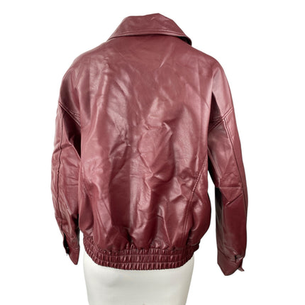 NEW Pretty Garden Women's Red Faux Vegan Leather Full Zip Moto Coat Jacket Sz S