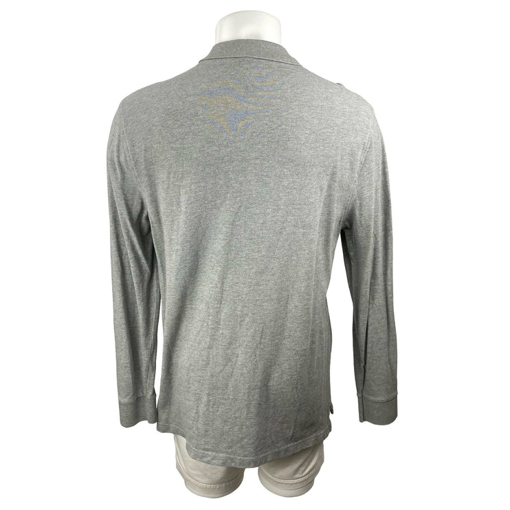 J.Crew Men's Gray Heather Long Sleeve Collared Golf Casual Polo Shirt Top Sz L
