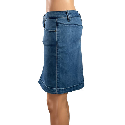 Missguided Women's Blue Medium Wash Straight Pencil Mini Denim Jeans Skirt Sz 8