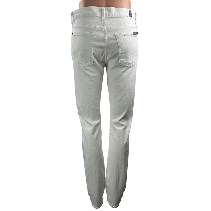 7 For All Mankind Luxe Performance White Slim Straight Denim Jeans Pants Size 29
