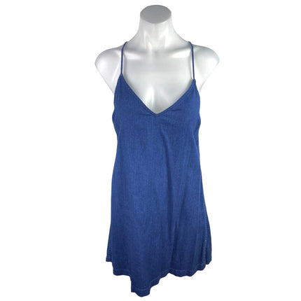 Aritzia Wilfred Blue Chambray Sleeveless Cami Camisole Mini Denim Tank Dress S