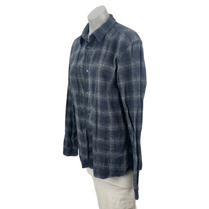 Allsaints Women's Blue Plaid Flannel Long Sleeve Button Down Shirt Top Size M