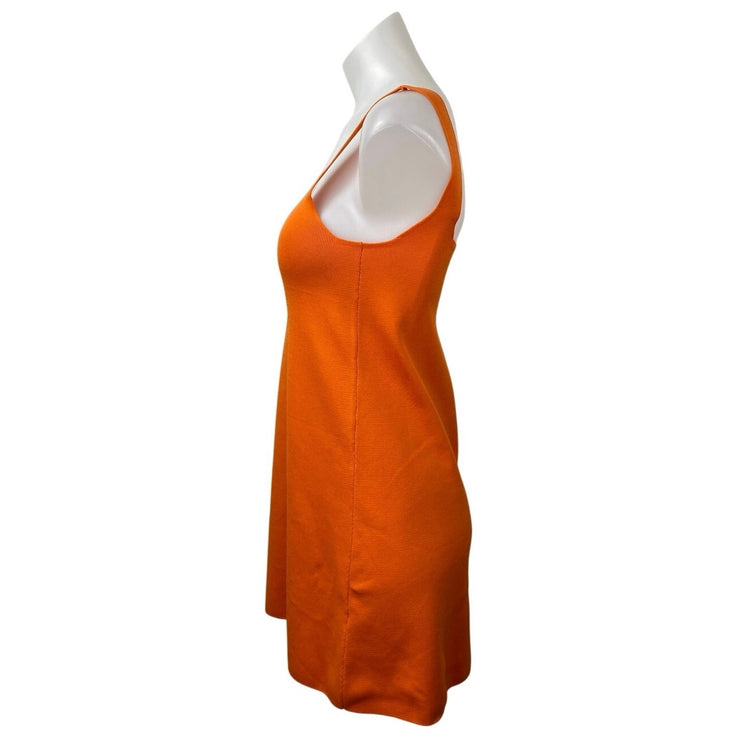 Zara Women's Orange Knit Sleeveless Square Neck Mini A-Line Tank Dress Size S