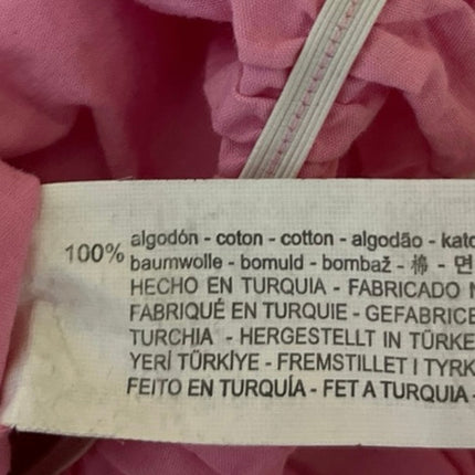 Zara Women's Pink Off The Shoulder Short Puff Sleeve Ruffle Crop Top Size L