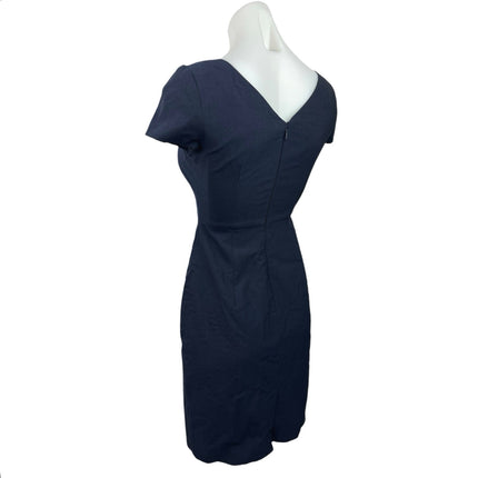 Banana Republic Navy Blue Wool V-Neck Cap Sleeves Mini Sheath Pencil Dress Sz 0