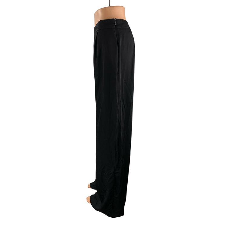 Zara Women's Black High Waisted Pleated Wide Leg Baggy Trousers Pants Size M
