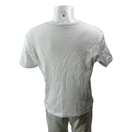 Zara Men's White Short Sleeves Ribbed Textured Crew Neck Tee T-shirt Top Size XL
