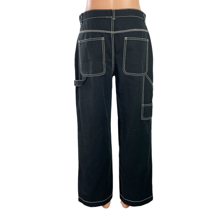 Gap Womens Black High Waisted Straight Wide Leg Carpenter Denim Jeans Pants Sz 6